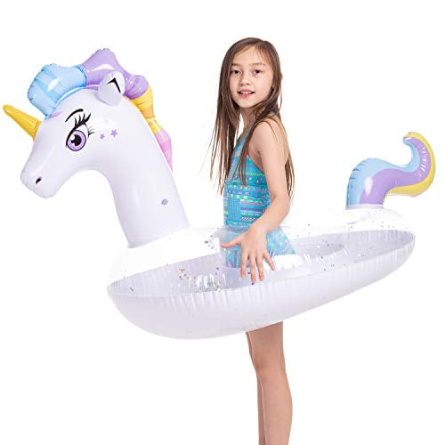 Joyin Joyin Inflatable Unicorn Pool Float With Glitters Tubes For Floating Fun Beach Floaties Pool Toys Summer Party Decorations For Kids 51 X 33 5 X 32 5 Walmart Com Walmart Com