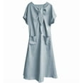 thumbnail image 3 of Women Summer Casual Maxi Dress with Pockets, Short Sleeve V Neck loose, 3 of 4