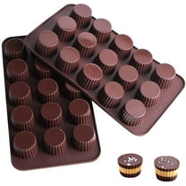 Chocolate Candy Molds Silicone Baking Mold for Snack Size Peanut Butter Cup, Jello, Keto Fat Bombs and Cordial, Pack of 2