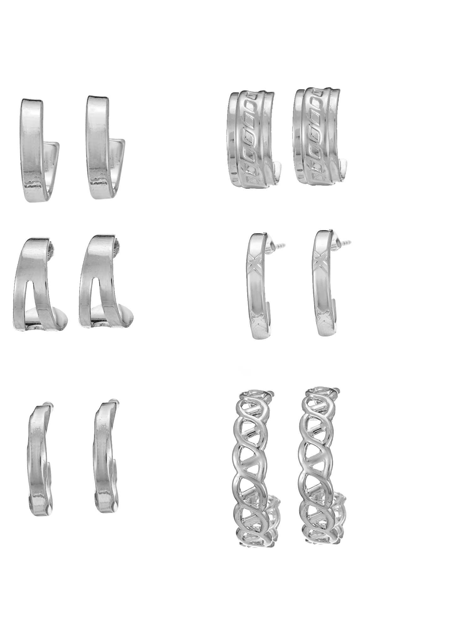 Time And Tru Mini Hoop Earrings Silver, 10mm-12mm, 6 Pack