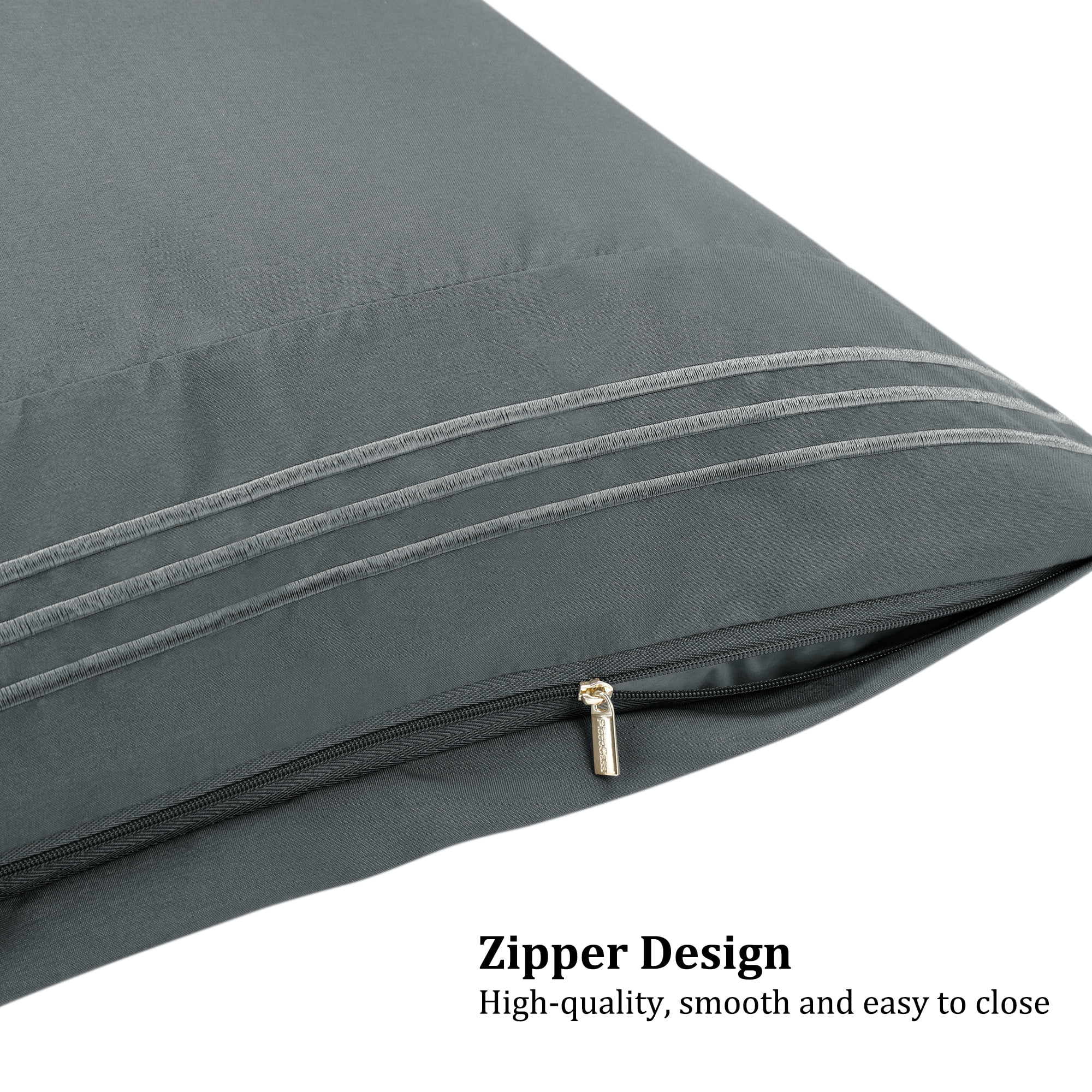 Unique Bargains Polyester Microfiber Soft With Zipper Pillowcases 2 Pcs Dark Gray Queen