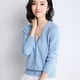 thumbnail image 1 of Cárdigans de manga larga para mujer, prendas de vestir exteriores de punto, suéteres lisos finos para primavera y otoño, prendas de punto con cuello en V, cárdigans de moda coreana 2024, 1 of 3