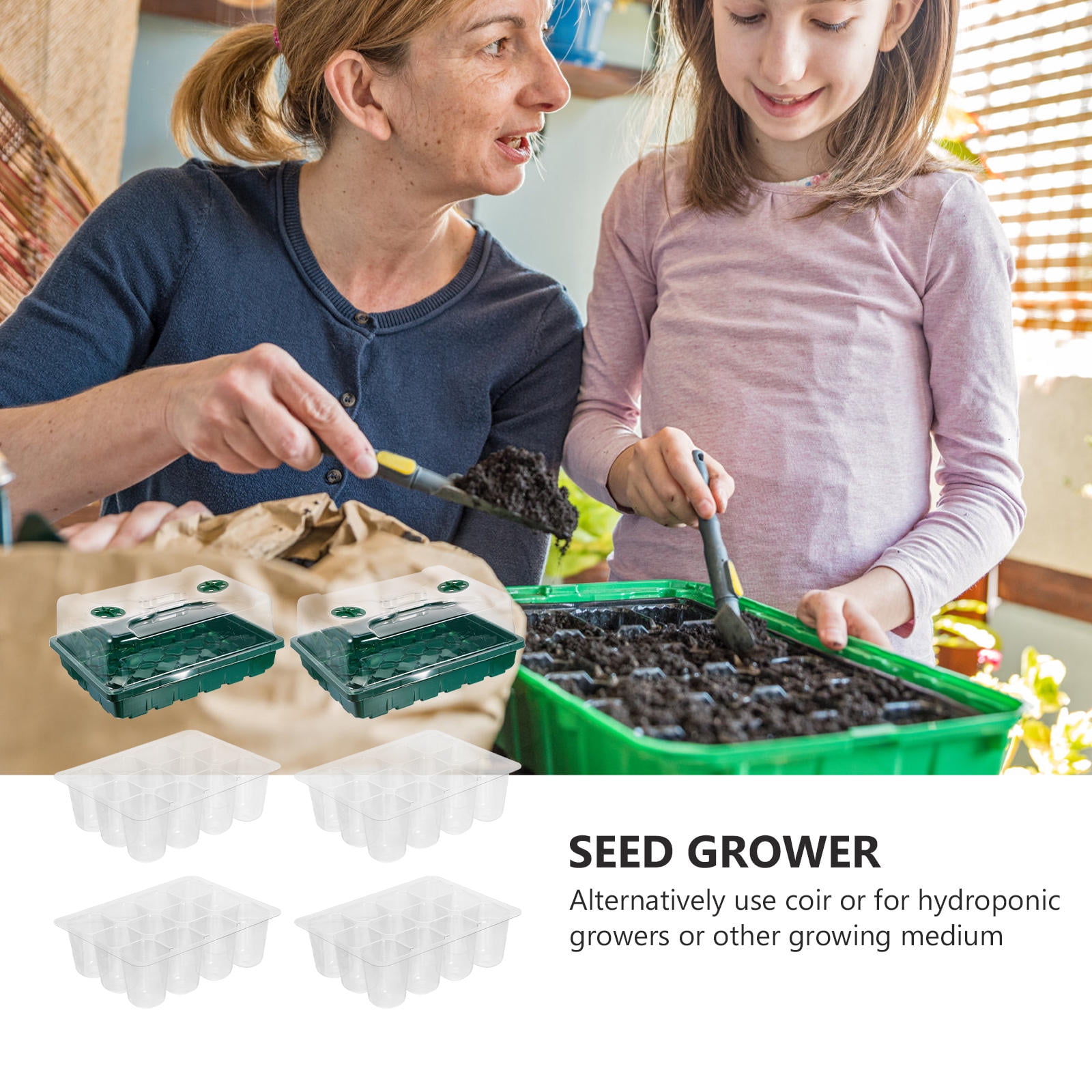 WEUVEB Hydroponic Plant Germination Tray with Clear UV-Protected Lid, Green Plastic Seed Starter for Optimal Plant Growth, 1 Set