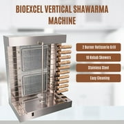 Bioexcel 1 Vertical Shawarma Machine-2 Burner Rotisserie Grill 65000 BTU Each with 10 Kebab Skewers