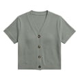 thumbnail image 4 of MSJUHEG Cardigan Sweaters for Women Short Sleeve Shirts Button Down Cardigan Sweaters Lightweight Cardigans Open Front Tops Oversized Round Neck Coat Outerwear Green 2xl, 4 of 4