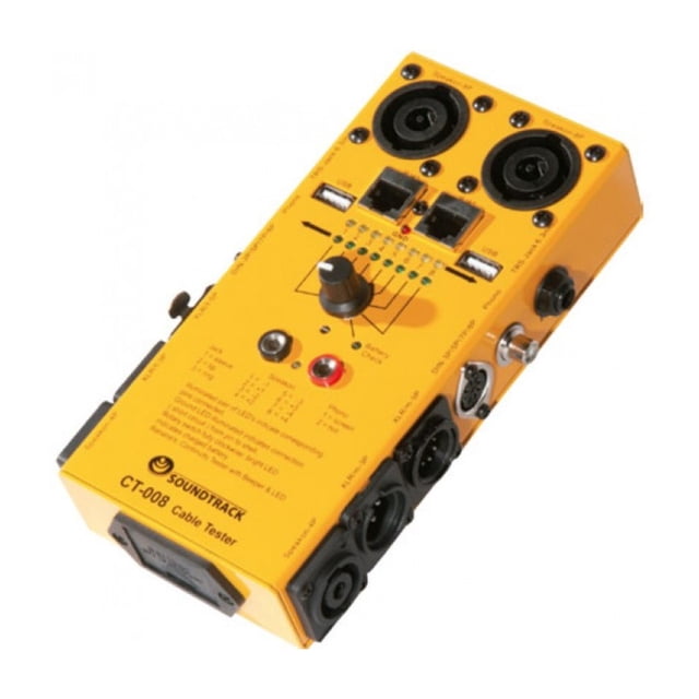 Probador de Cables SOUNDTRACK CT-008 para Equipo de audio Detecta Daños Amarillo