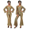 thumbnail image 5 of BOOMNY Halloween 70S Women Disco Outfit Hippie 7Pcs Sequin Top Bell Bottoms With Accessories Sets Shiny Stage Performance Partywear, 5 of 5