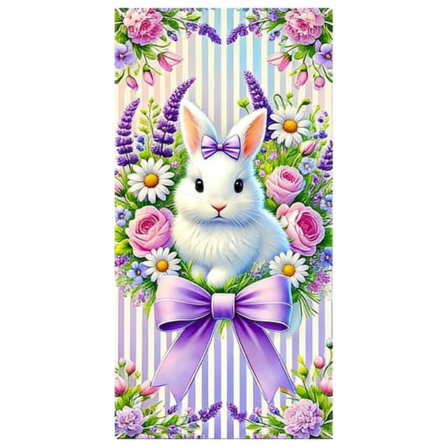 Housse de Porte Lapin de Pâques, Bannières de Rideau de Porte Lapin Rustiques de Printemps pour Porte d'Entrée, Couvre-Porte Décoratifs, Décor de Fond pour Embrasure de Porte pour Porche, Décorations de Fête Extérieures