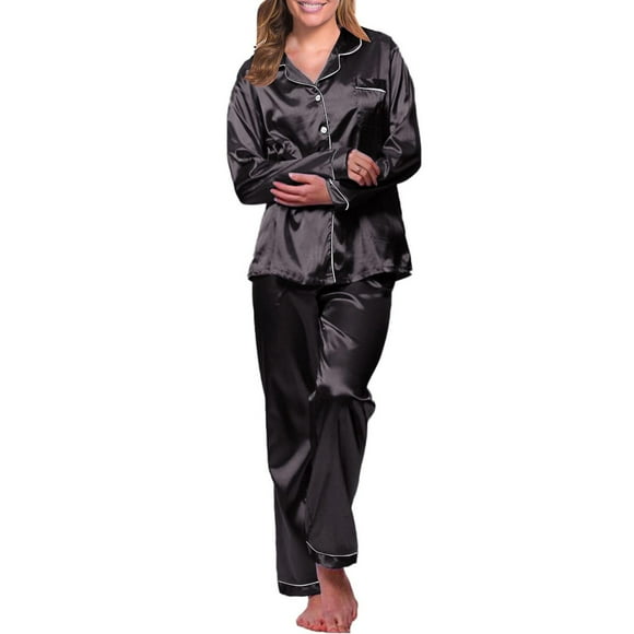 Clearance! MITCOWBOYS Bridesmaid Pajamas Womens Pajama Sets Silk Pjs For Women Set Satin Pajamas Pajama Sets For Women 2 Piece Cotton Pajamas For Women Set Knit Set Black L Clearance!