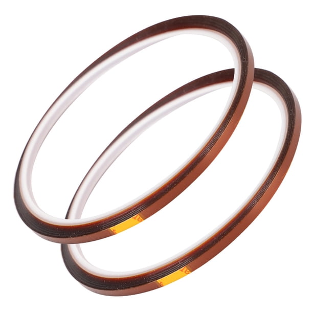 2 uds. Cinta adhesiva resistente a altas temperaturas de 33 m, película de poliimida, accesorio marrón amarillento de 3 mm