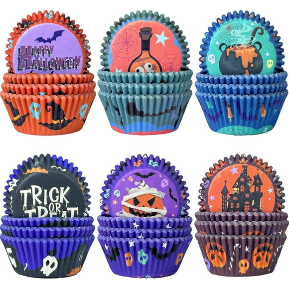 shiyou-Halloween Standard Cupcake Liners Cupcake Cups 300-Count Food Grade 6 Original Design Halloween Potion Cupcake Papers Baking Cups Cupcake Wrappers(Standard Size)