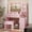 35.44" X 15.75" X 55.12" long handle, variant on Oxirth Pink Vanity Desk with Mirror and Lights, Cute Makeup Vanity with Charging Station & 5 Drawers, Acrylic Cabinet Dressing Table with Stool, Gift for Girls & Teens
