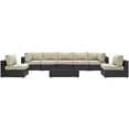 thumbnail image 3 of Pemberly Row 8-Piece Aluminum & Rattan Patio Sectional Set in Espresso/Beige, 3 of 7