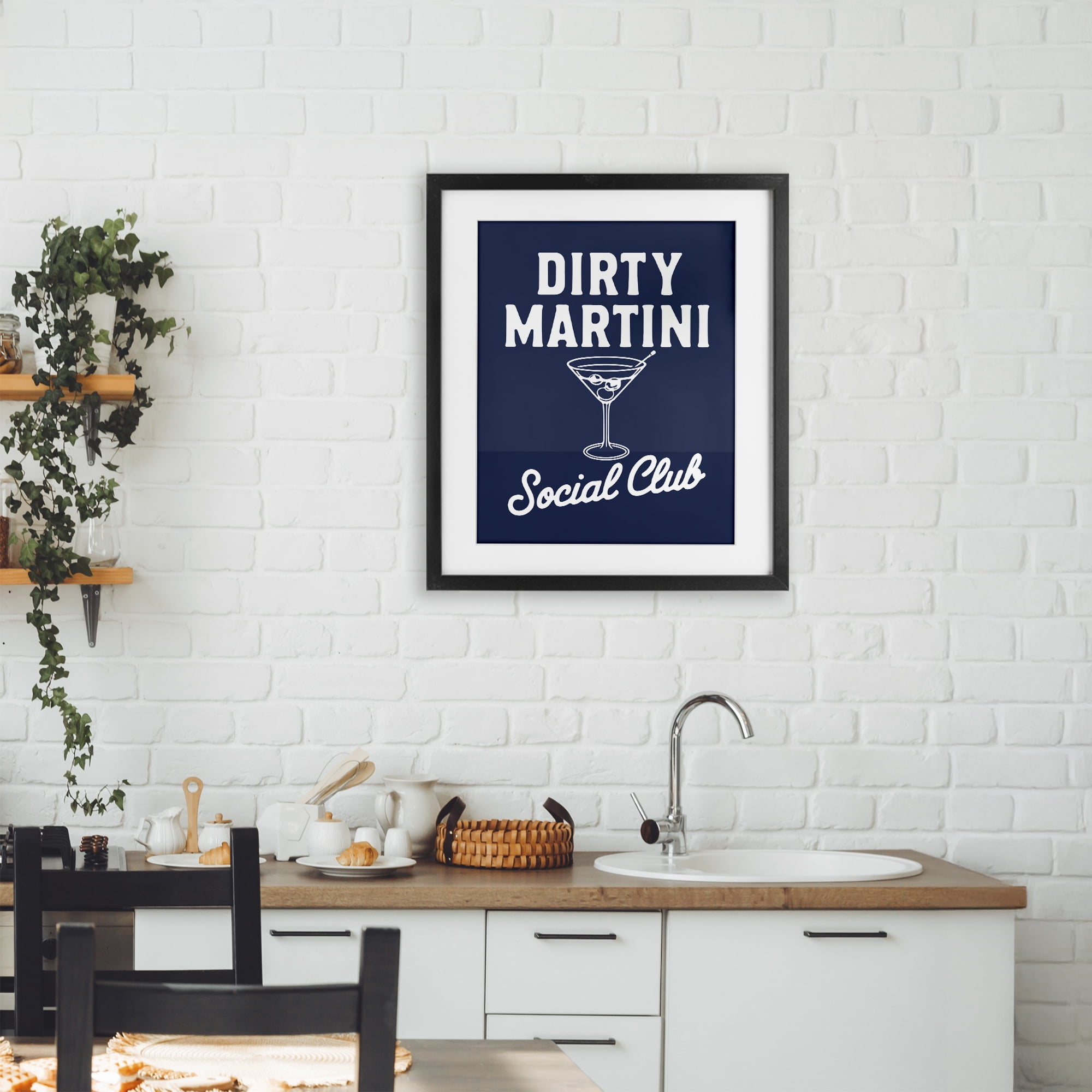 Stupell Industries Retro Dirty Martini Club Black Framed Print Under Glass, design by Lettered and Lined
