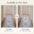 thumbnail image 5 of DEORAB 2.5x10 Runner Rugs Floral Medallion Print Pattern Dusty Blue Low Pile Lightweight Machine Washable Non Slip Rug for Hallway, Laundry Room, Bedroom, Bathroom, Entryway, 5 of 11