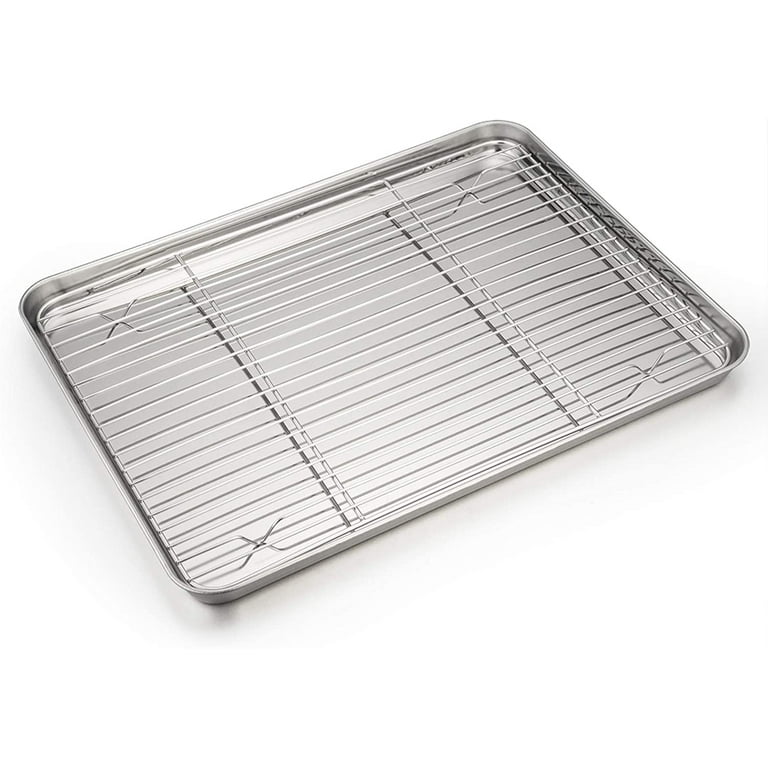 VeSteel Baking Sheet with Rack Set, Stainless Steel Cookie Sheet Baking  Pans with Cooling Rack, Non Toxic & Healthy, Rust Free & Heavy Duty, Mirror