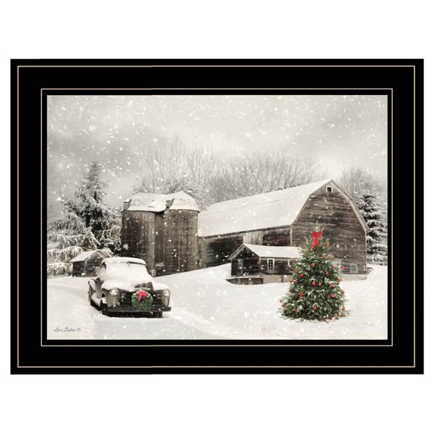 "Farmhouse Christmas" Framed Art with Black Frame