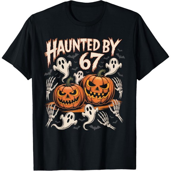 Haunted by 67 – Funny Six Seven Meme 6 7 Halloween Costume T-Shirt