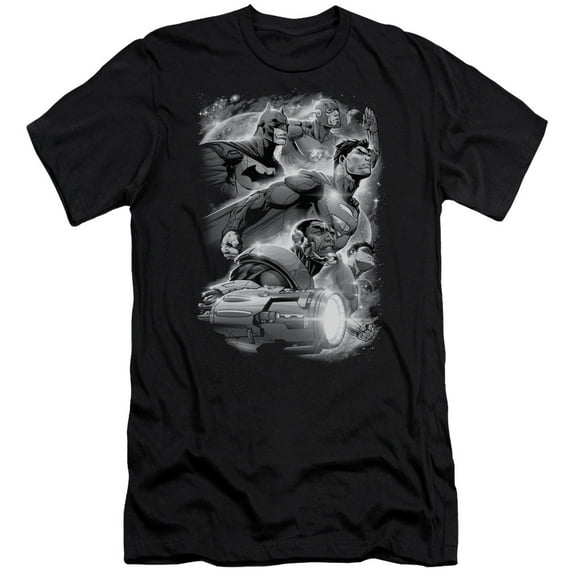 JLA Justice League Atmospheric S/S Adult 30/1 T-Shirt Black
