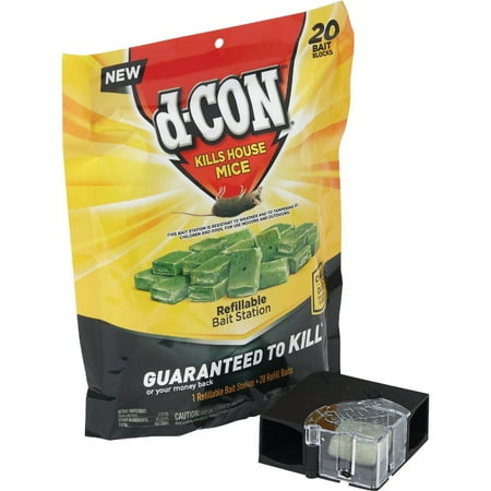 1PK D-Con Refillable Corner Fit Mouse Bait Station (20-Refill)