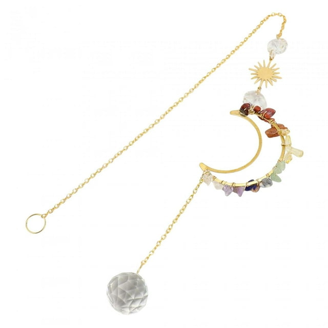 Colgante de luna de cristal con carillón de viento, adorno para colgar en la pared, regalo de cumpleaños Vistoso