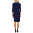 thumbnail image 3 of Vestido Vintage para Mujer Inspire Chic de Manga 3/4, Vestidos Sheath para Trabajar, Talla L, Azul Oscuro, 3 of 6