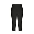 thumbnail image 4 of Capri Pants for Women High Waist Solid Color Slim Fit Stretchy Cropped Leggings Summer Pants with Side Pockets (XL, Black), 4 of 6