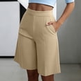 thumbnail image 3 of Pounoo Women's Bermuda Shorts High Waist Straight Leg with Front Pleats Casual Office Work Wear Lightweight Breathable Comfortable Bottoms Gift, 3 of 8