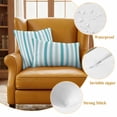 thumbnail image 6 of Teal Aqua Stripe Outdoor Pillow Covers 20x12 Set of 2,Waterproof Patio Throw Pillowcase Protectors,Gradient Geometric White Vertical Striped Lumbar Decorative Pillow Shams Cushion Covers for Couch, 6 of 8