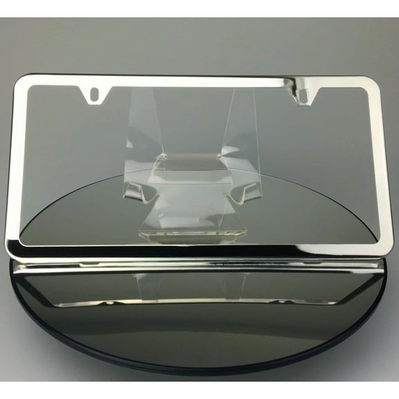 Slim 2 Holes Style Polish Mirror Stainless Steel License Plate Frame with Plastic Chrome Cap