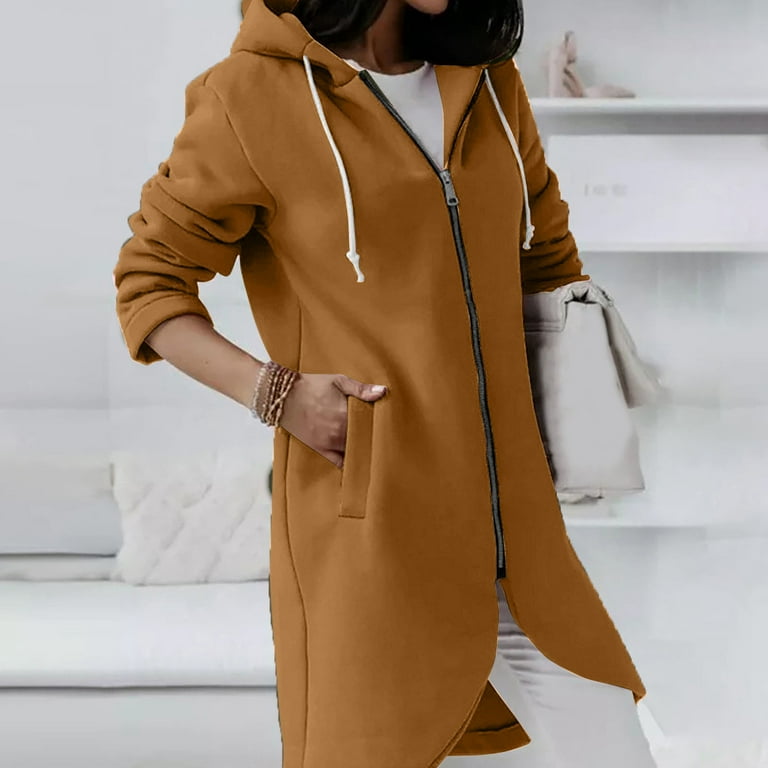Long-Sleeved Fleece Solid Color Irregular Hooded Sweatshirt Long-Sleeved Fleece Solid Color Irregular Hooded Sweatshirt