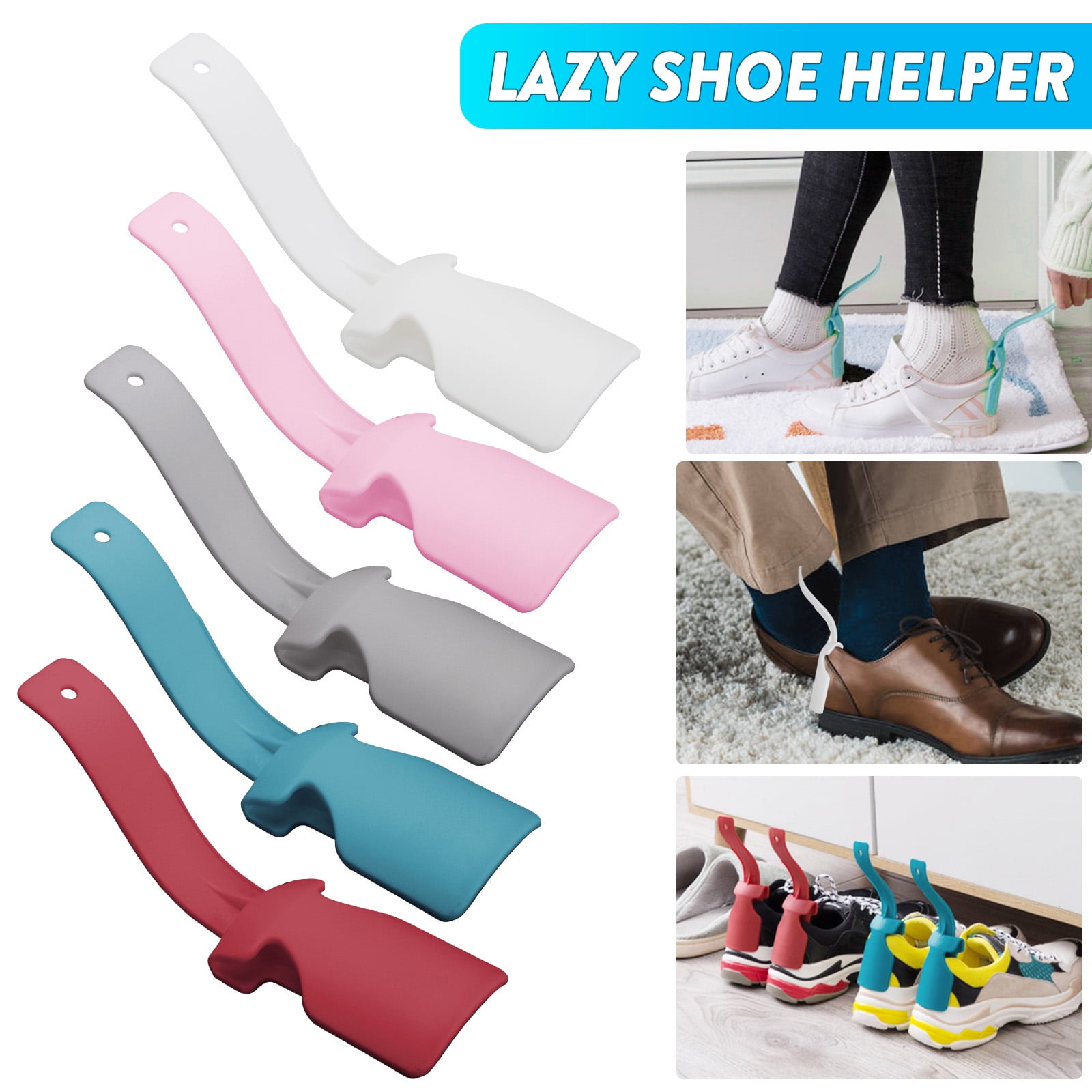 Fanville Lazy Shoe Helper Unisexe Handled Shoe Horn Wear Shoe Helpers Unisex Shoe Horners Easy on and Off Shoe Lifting Helpers 