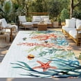 thumbnail image 3 of Fsddascl Coastal Coral Outdoor Rug for Patio/Deck/Porch, Non-Slip Large Area Rug 6 x 9 Ft, Summer Beach Ocean Starfish Seagrass Indoor Outdoor Rugs Washable Area Rugs, Reversible Camping Rug Carpet, 3 of 5