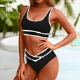 thumbnail image 4 of Atogsazn Women's High Waisted Bikini Sets Sporty Two Piece Swimsuits Color Block Cheeky High Cut Bathing Suits 01-Black L, 4 of 7