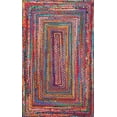 thumbnail image 2 of Beautiful Indian Handmade Braided Red Multi Color Cotton Area Rugs ,Home Decor Cotton Carpet Square Size 3 x 3 Feet ( 90 cm x 90 cm ), 2 of 5