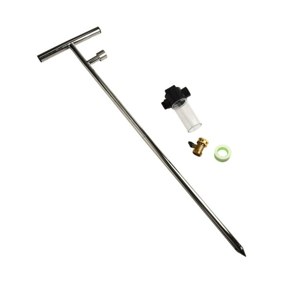 LEFU Stainless Steel Root Feeder Deep Root Watering Tool for Trees, Shrubs, Roses, and Garden Plants with Fertilizer Dispenser and T-Shaped Handle, 32 Inches, Silver
