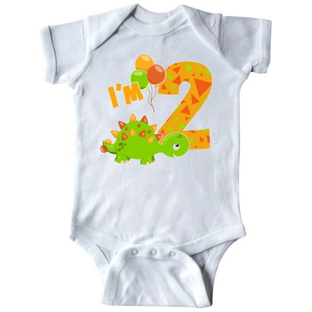 

Inktastic Happy Dinosaur Second Birthday-green Gift Baby Boy or Baby Girl Bodysuit