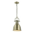 thumbnail image 2 of Duncan Small Pendant with Chain in Aged Brass with a Matte Black Shade, 2 of 5