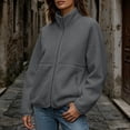 thumbnail image 6 of Fleece Jacket Women Fashion Full Zip Stand Collar Casual Long Sleeve Soft Warm Jacket Outdoor Travel Tops, 6 of 9