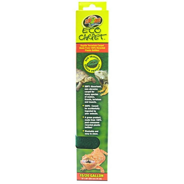 Zoo Med Eco Carpet Reptile Carpet Green 1520 Gallon (12" x 24") Pack