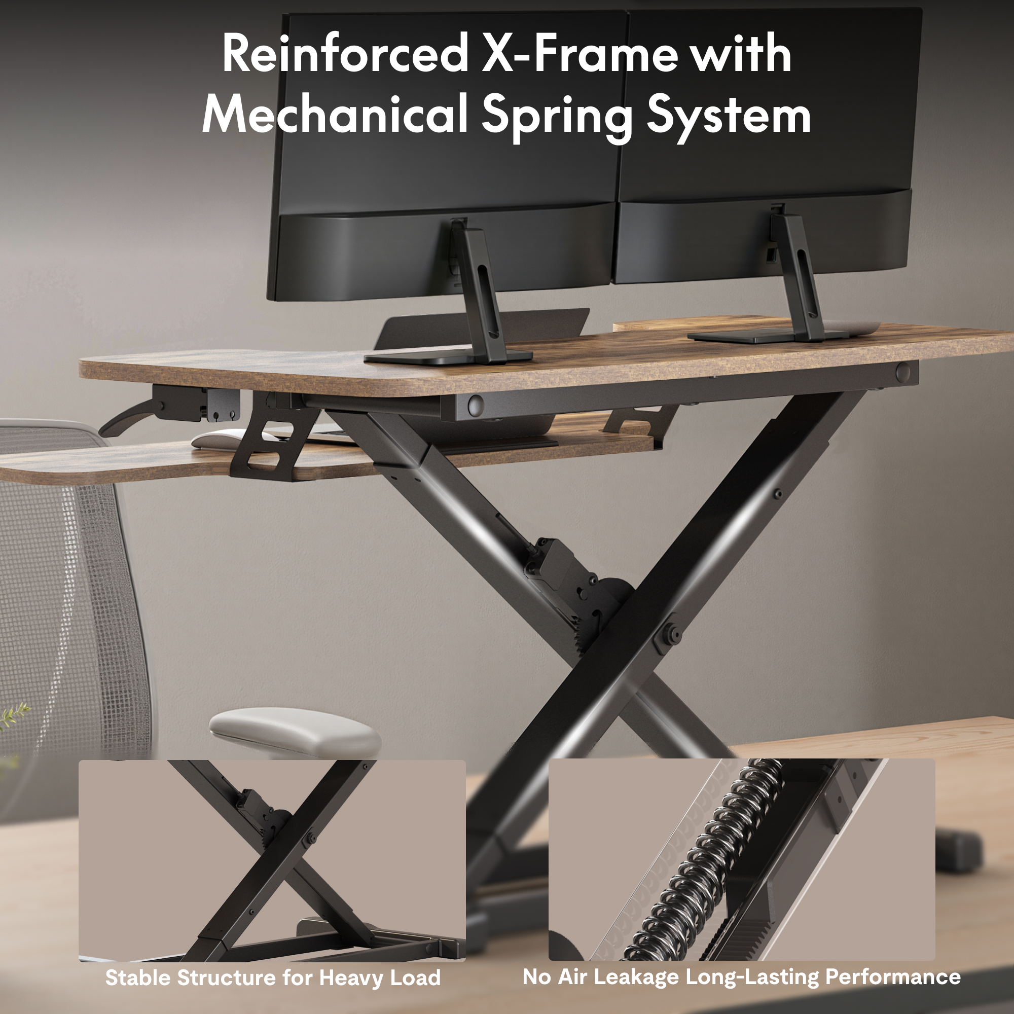 FitStand 42" U-Shape Standing Desk Converter, Walnut photo 4