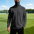 thumbnail image 2 of RUTAYY Men's Hoodie Long Sleeve Integrated Neck Gaiter Solid Color Pullover Sweatshirt Grey, 2 of 5