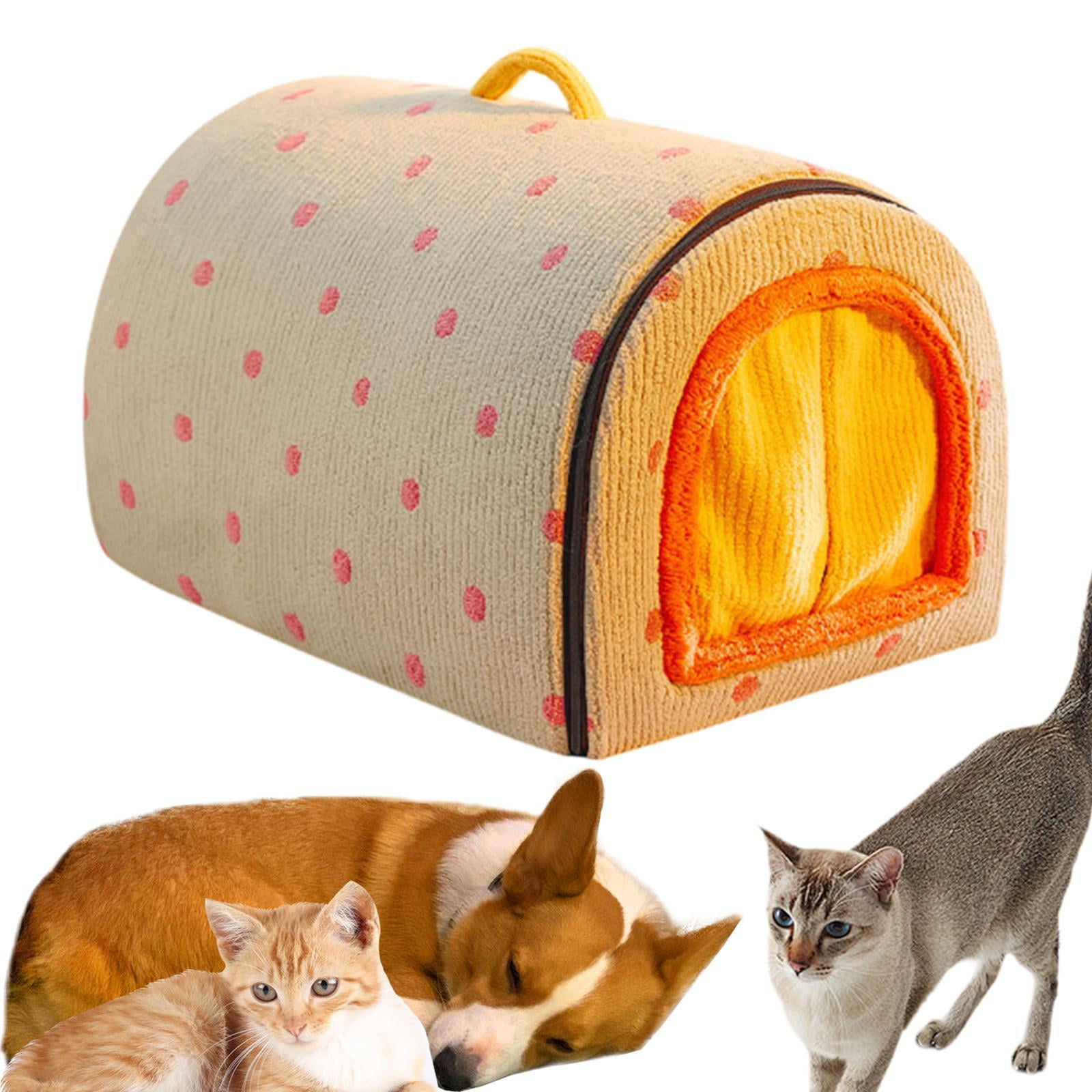 TOOYFUL Indoor Pet House Enclosed Warm Bed House Soft Portable Handle Indoor Washable Dog House Kennel Bed for Poodle Puppy Chihuahua blue