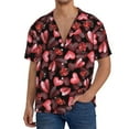 thumbnail image 3 of Xecao offers the Ladybugs and Red Hearts for Men's Casual Short-sleeved Shirt, a button-up collared shirt with a pocket, perfect for beach vacations and yacht travel in the Medium size., 3 of 7