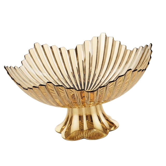 Bandeja para frutas con pedestal, bandeja de almacenamiento para alimentos y aperitivos, bandeja decorativa portátil para frutas, ideal como regalo. Oro claro
