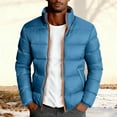 thumbnail image 5 of BiZtdJrK Mens Casual Puffer Jacket Stand Collar Long Sleeve Zip Up Quilted Jackets Comfy Warm Winter Coats with Pockets Blue XXL, 5 of 6