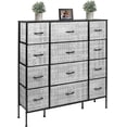 thumbnail image 4 of GGI International Sorbus Extra-large Steel and Grey Fabric 12-drawer Dresser Gray/Black, 4 of 11