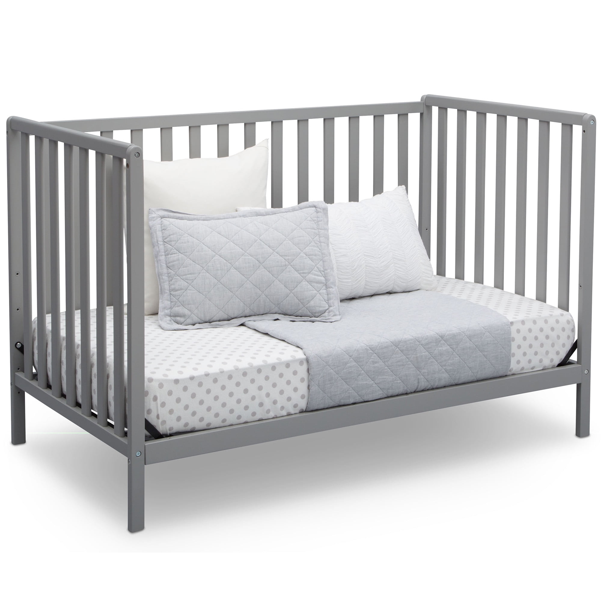 Delta Children Heartland 4-in-1 Convertible Crib, Greenguard Gold Certified, Gray