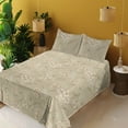thumbnail image 2 of Ambesonne Garden Scene Fitted & Flat Sheet with Shams 4 Pcs Set, Springtime Vibes Boho, King, Pale Khaki White Camel, 2 of 5
