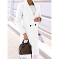 thumbnail image 4 of Women Long Wool Coats for Fall Winter Trench Coat Peacoat Double Breasted Blazer Jackets Overcoat White L, 4 of 7
